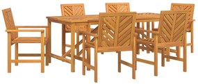 vidaXL Conjunto de Jantar para Jardim 7 pcs Castanho