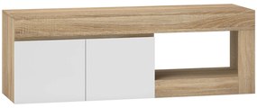 HOMCOM Móvel de TV com 2 Portas Prateleira Aberta Móvel de TV Televisóres de 60 Polegadas 140x40x48 cm Branco e Madeira