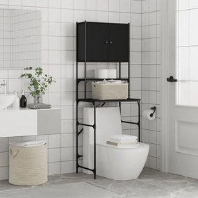 Armário sanita/máquina de lavar 68x48,5x194 cm preto