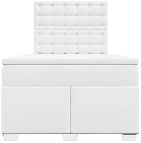 Cama com molas/colchão 120x200 cm couro artificial branco