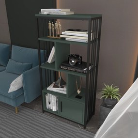 Estante Valero – Preto e Verde – 60 cm x 120 cm x 29,6 cm