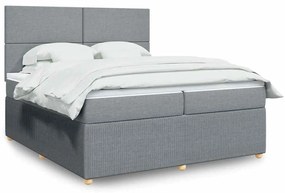 vidaXL Cama com molas/colchão 200x200 cm tecido cinza-claro