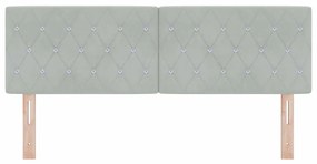 Cabeceira LED com botão cristal, estofada em cinza claro, 72 cm, em ve