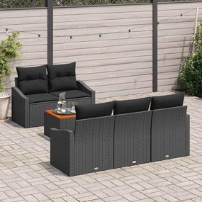 Conjunto de Sofá de Jardim 6 pcs Preto 55 x 55 x 37 cm