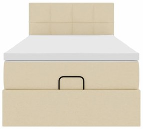 Cama otomana com colchão 100x200 cm tecido creme