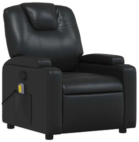 Poltrona de massagens reclinável couro artificial preto