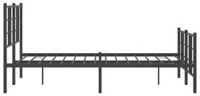 Estrutura de cama com cabeceira e pés 120x200 cm metal preto