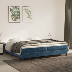 vidaXL Estrutura de cama com molas 200x200 cm veludo azul-escuro