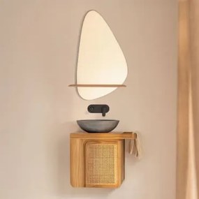 Conjunto De Móveis De Banheiro Suspensos Em Madeira De Teca Georgy Madeira De Teca & Cimento Cinzento Redondo Ø40 Cm Tarsis & - Sklum