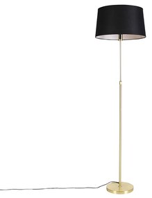 Candeeiro de pé dourado/latão com abajur de linho preto 45 cm - Parte Design,Moderno