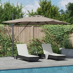 vidaXL Parasol Cantilever Roma da com LEDs - Taupe (286 x 285 x 270 cm) - Alumínio