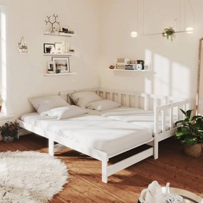 vidaXL Estrutura sofá-cama de puxar 2x(90x200) cm pinho maciço branco