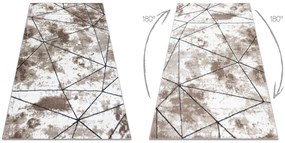 Tapete moderno COZY Polygons, geométrico, triângulos - Structural dois níveis de lã castanho