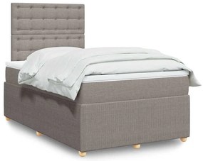 Cama boxspring c/ colchão 120x190cm tecido castanho-acinzentado