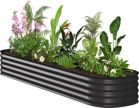 Floreira elevada de jardim em aço, modular, para legumes, plantas e flores, 240 x 62 x 30 cm