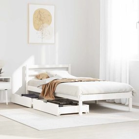 Cama sem colchão 90x190 cm madeira de pinho maciça branco