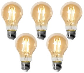 Conjunto de 5 E27 dimbare LED lamp A60 goud 5W 500 lm 2700K