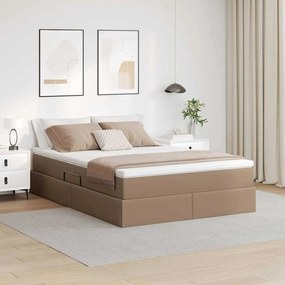 vidaXL Cama com arrumação e colchão Cappuccino 140 x 190 cm