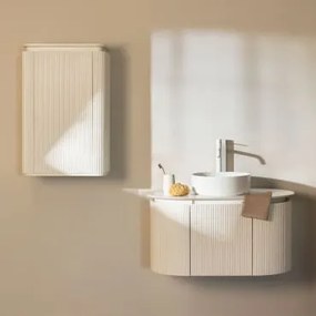 Conjunto De Móvel De Casa De Banho Em Madeira Carsone Branco & Branco & Cerâmica Redonda Branca Ø40 Cm Lenka & Branco - Sklum