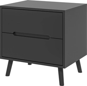 Mesa de cabeceira com 2 gavetas  50 x 40 x 50,5 cm, estilo moderno, para quarto ou sala preta
