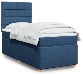 Cama com molas/colchão 90x190 cm tecido azul