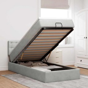 vidaXL Estrutura cama otomana colchão 80x200 cm veludo cinzento claro