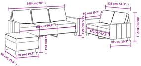 3 pcs conjunto de sofás com almofadões tecido cinzento-claro