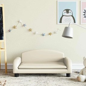 vidaXL Sofá infantil 70x45x30 cm couro artificial cor creme