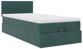 Estrutura de cama otomana colchão 90x200 cm veludo verde escuro