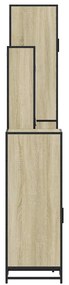 4 pcs conj. móveis casa banho derivados madeira carvalho sonoma