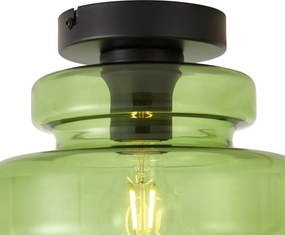 Plafon de teto retro preto com vidro verde - Denise