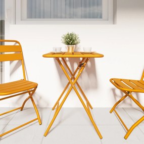 Mesa de Jardim Dobrável vidaXL Amarela Mostarda 55x55x73 cm Aço
