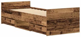 Cama vidaXL sem Colchão Madeira Antiga 75x190 cm Madeira de Engenharia