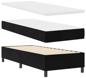 Cama Box Spring vidaXL com Colchão e LED Preto 80x200 cm Veludo