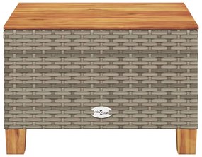 Mesa de jardim 55x55x36 cm vime PE e madeira de acácia cinzento