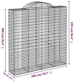 Cestos gabião arqueados 13 pcs 200x50x200/220 ferro galvanizado