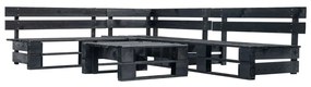 vidaXL Sofás de paletes para jardim 4 pcs madeira preto
