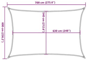 Para-sol estilo vela 160 g/m² 6x7 m PEAD castanho-acinzentado