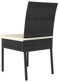 3 pcs conjunto de jantar para jardim vime PE preto