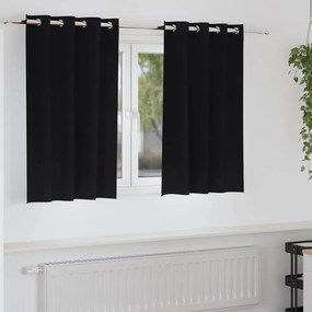 vidaXL Cortinas com cortinas 2 pcs Preto 140 x 140 cm Poliéster