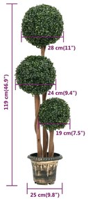 Planta artificial buxo em forma de esfera com vaso 119 cm verde