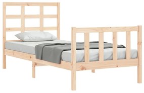 Estrutura de cama com cabeceira 90x190 cm madeira maciça