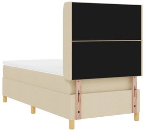 Cama Box Spring vidaXL com Colchão e LED Creme 90x200 cm Tecido