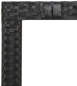 3 pcs conjunto bistrô de jardim c/ almofadões vime PE preto
