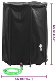 Depósito de água dobrável com torneira 1350 L PVC