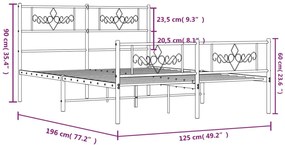 Estrutura de cama com cabeceira e pés 120x190 cm metal preto