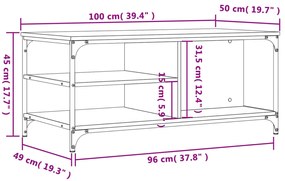 Mesa de centro 100x50x45 cm derivados de madeira preto