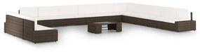 vidaXL 14 pcs conjunto lounge p/ jardim c/ almofadões vime PE castanho