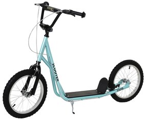 HOMCOM Trotinete com Guiador Ajustável 2 Pneus de Borracha Insufláveis com Travagem Dupla e Rodas 16" 139x58x90-96 cm Azul | Aosom Portugal