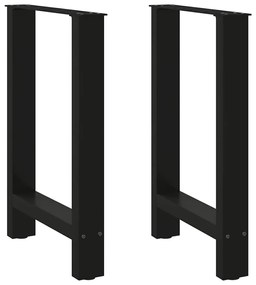 Pés para mesa de jantar pretos 2 peças 60x(72-73) cm aço